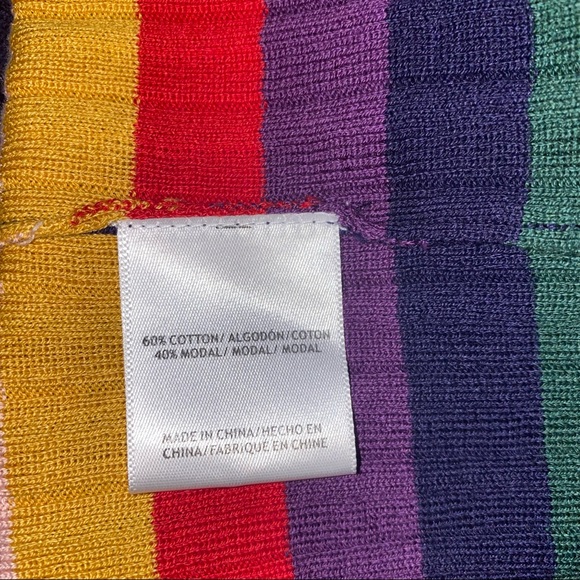 ModCloth Spirited Spectrum Navy Knit Skirt With Rainbow Stripes Medium - Picture 7 of 7